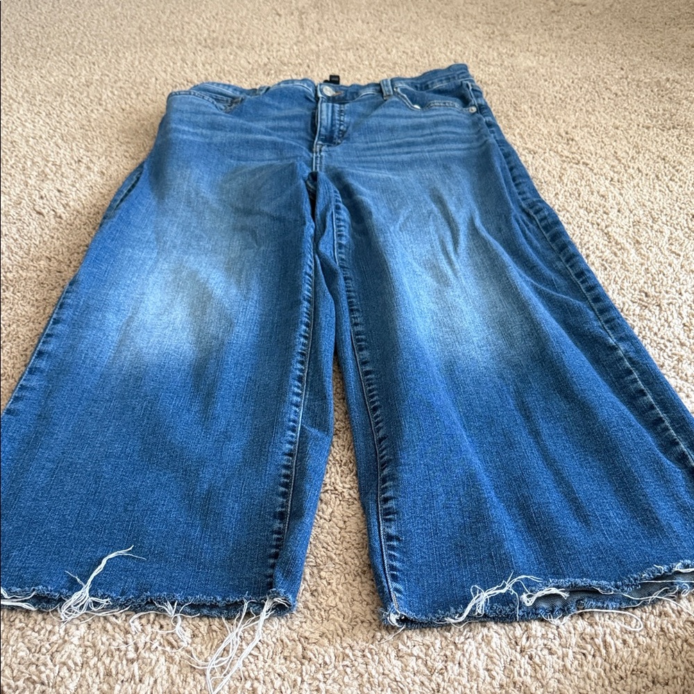 Banana Republic Blue Wide-Leg Frayed Hem Jeans